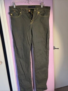 Rock & Republic Berlín Olive gray  Skinny Jeans with Gold Hardware